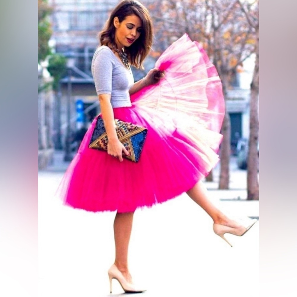 Chic Fuchsia A-Line Tulle Skirt